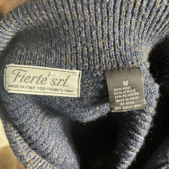 SET OF 2 Fierte s.r.l Men's Sweater Medium Collared Wool Blend Long Sleeves Warm - Picture 4 of 10